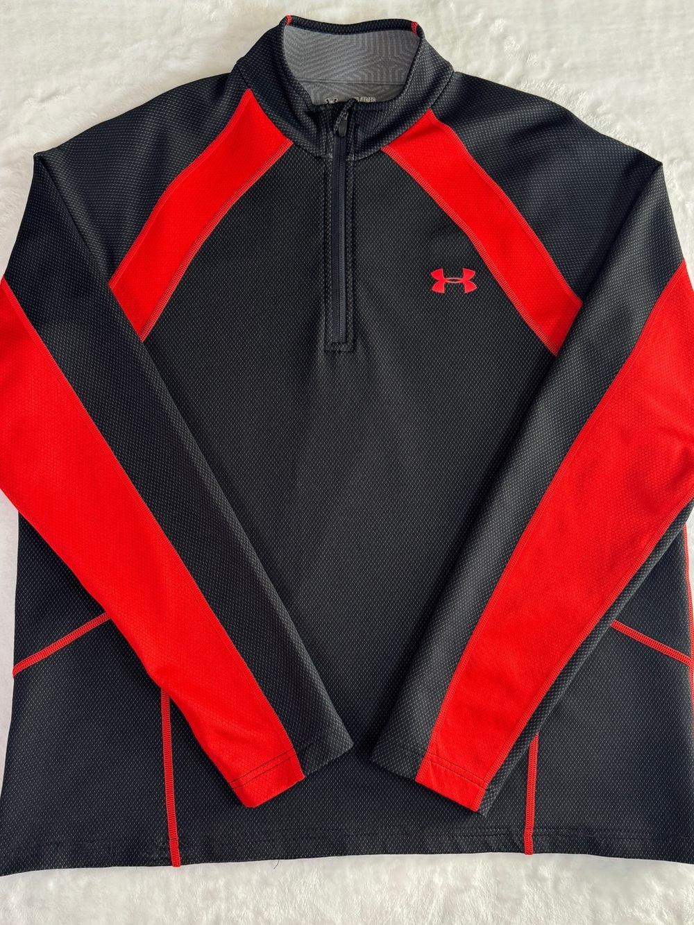 Under Armour ColdGear Fitted 1/4 Zip Pullover Black Red Men’s XL Athletic